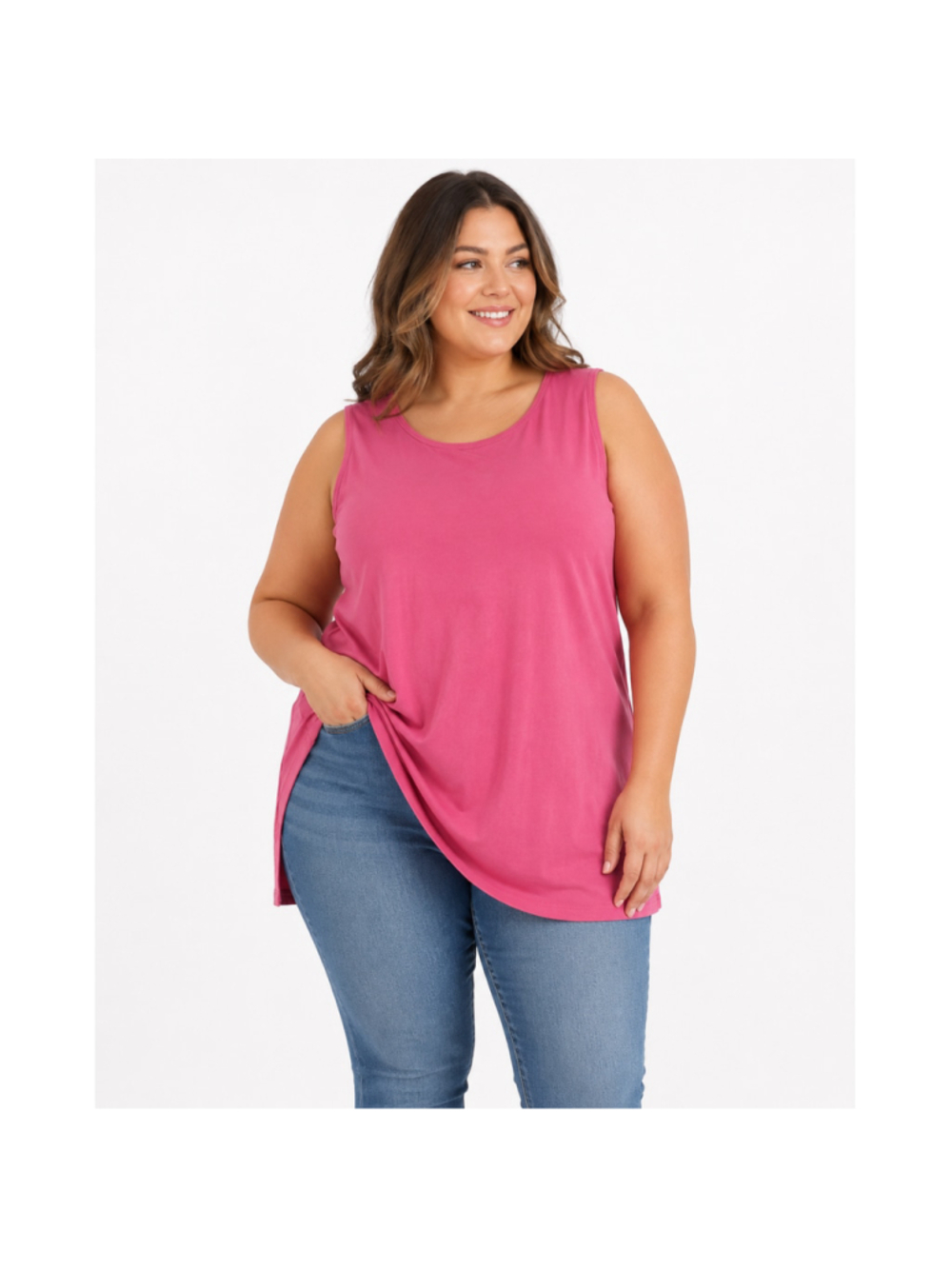Women’s Plus Size Zenana Sleeveless Side Slit Top – Desert Rose – Size 3XL –NWOT
